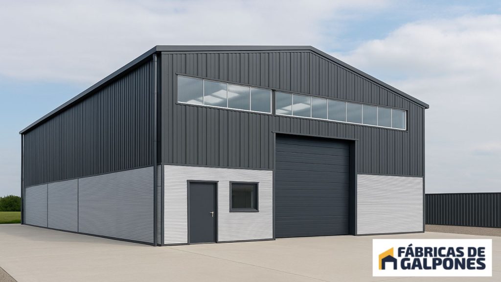 En la imagen se ve un galpon moderno desde su exterior