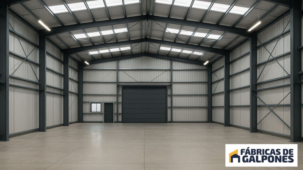 En la imagen se ve un galpon moderno en su interior