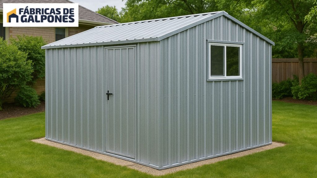 En la imagen se ve un galpon para jardin de exterior
