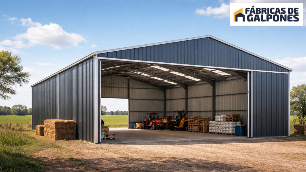 En la imagen se ve un galpón ya construido por el manual de construcción