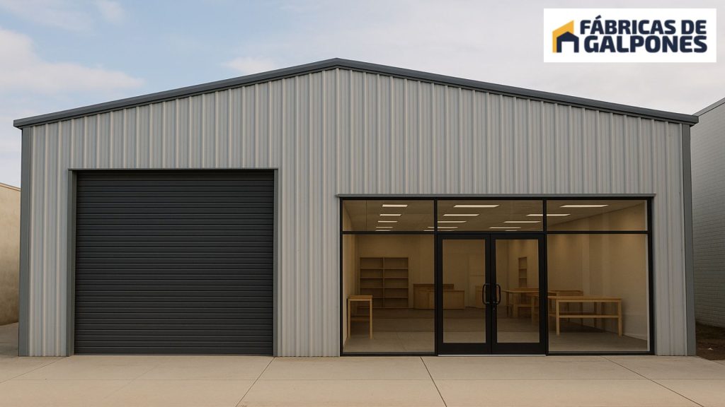 En la imagen se ve un galpón comercial desde su exterior