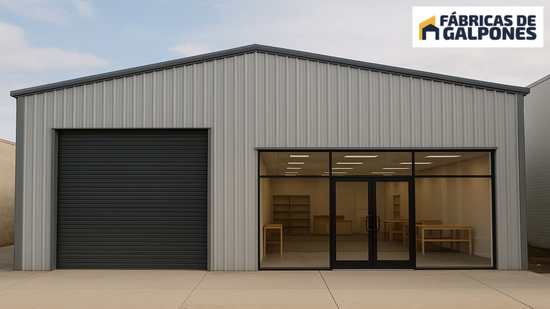 En la imagen se ve un galpón comercial desde su exterior