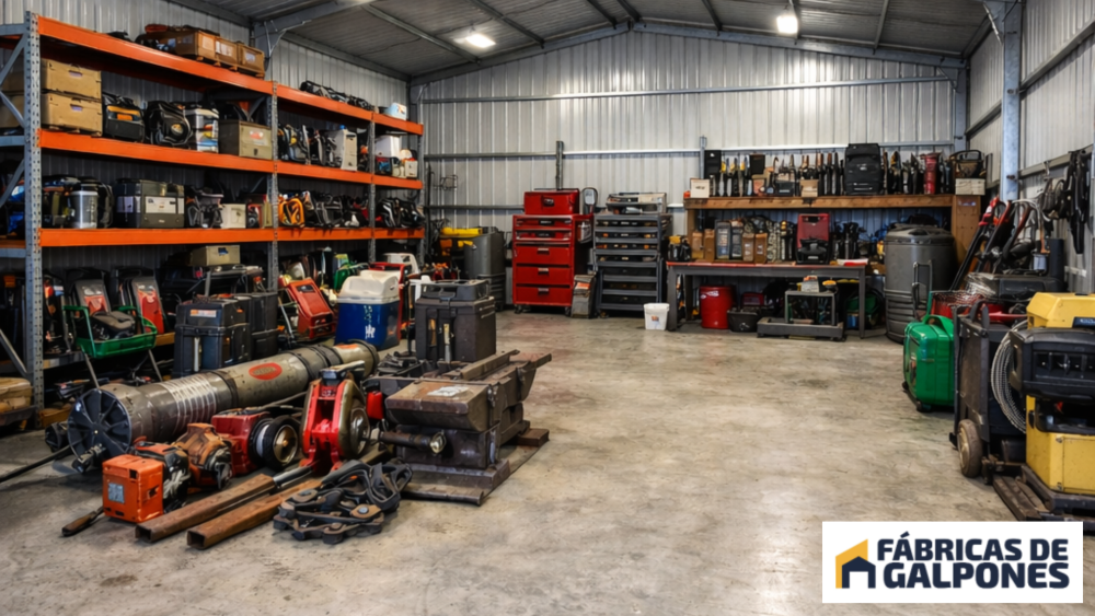En la imagen se ve galpones para herramientas