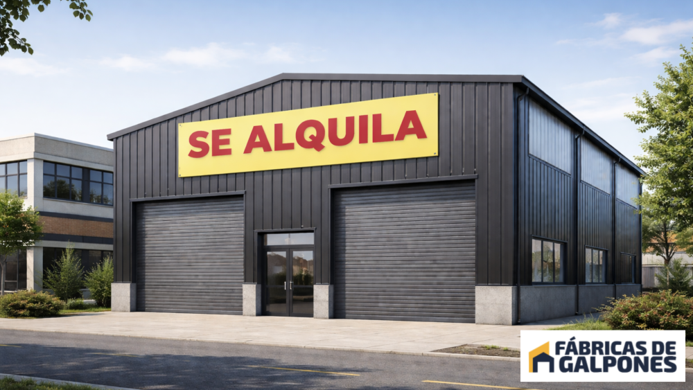 En la imagen se ve galpones para alquilar